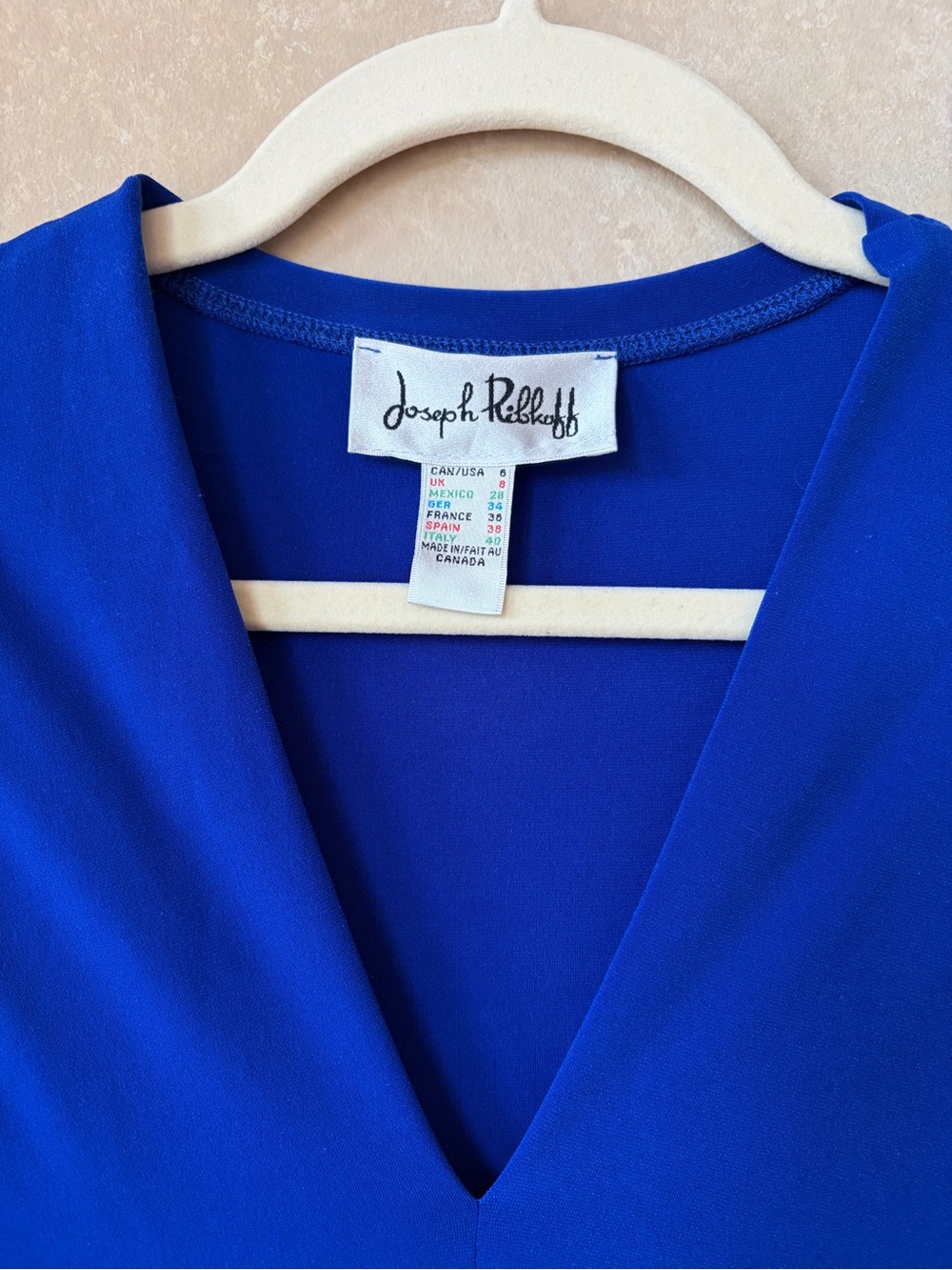 Joseph Ribkoff Royal Blue Sleeveless V-Neck Draped Tunic - Picture 5 of 8